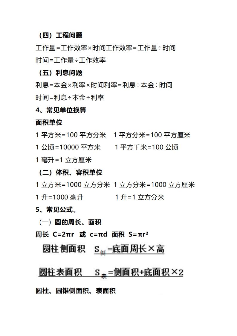 六年级下册数学重要知识点+考点提纲汇总(1)