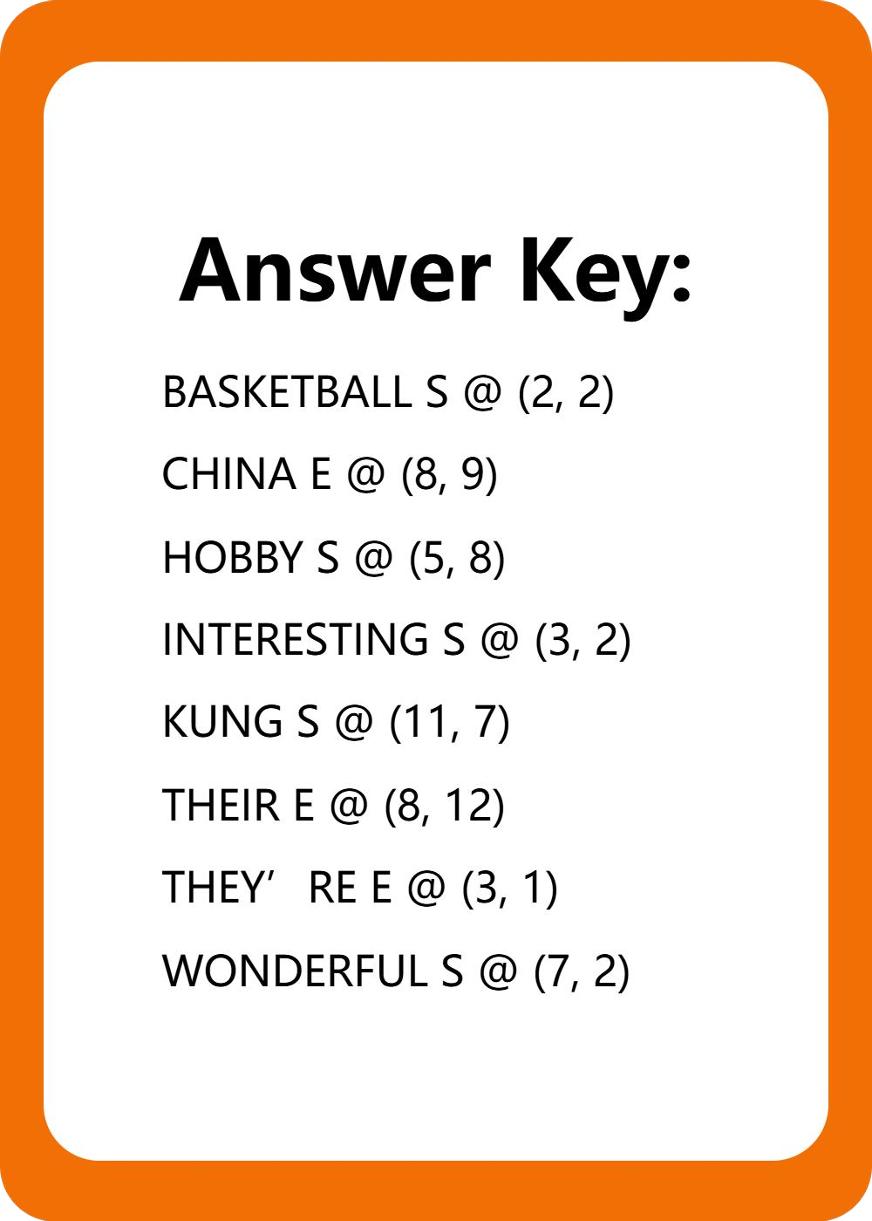 25秋闽教版四年级上册英语字谜游戏U3