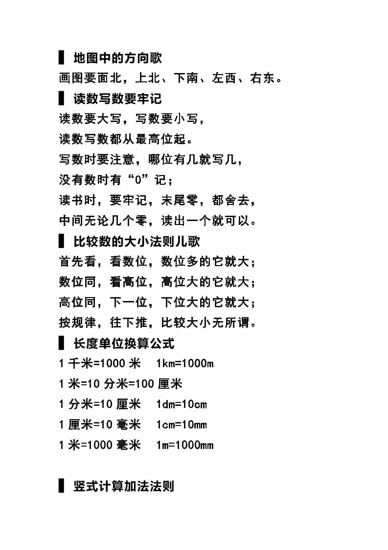 二年级下册数学必背顺口溜口诀汇总