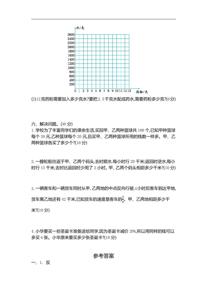 六年级下册苏教版数学第六单元测试卷-2