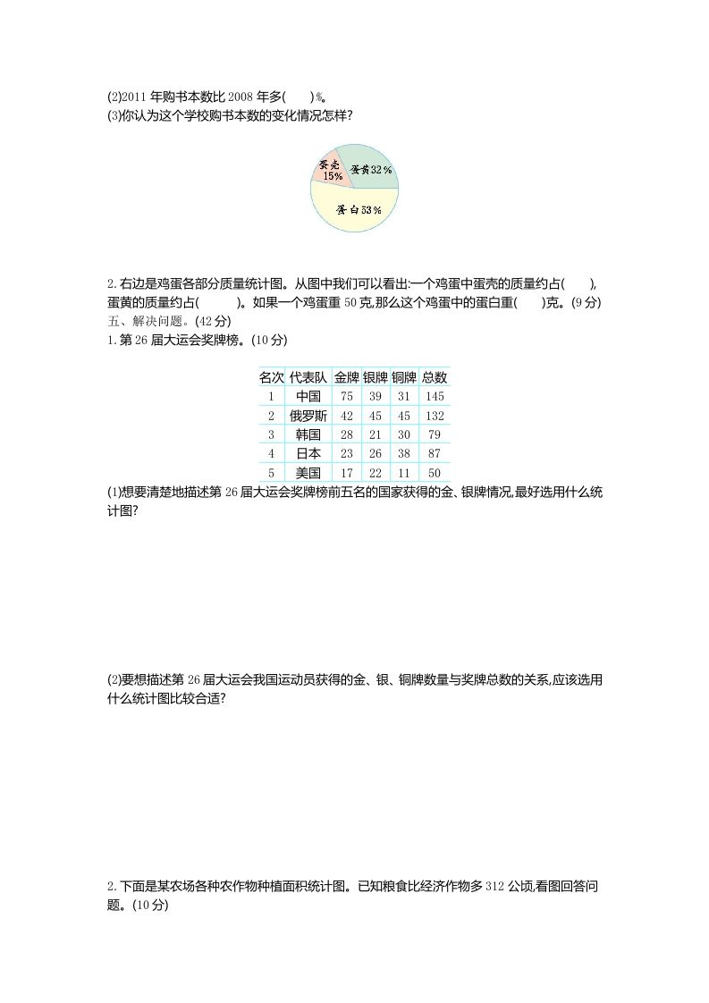 五年级下册（54制）青岛版数学第七单元检测-1