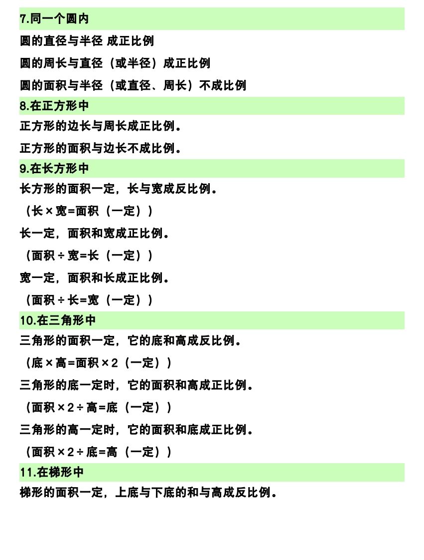六年级下册数学（正比例和反比例）易错知识点