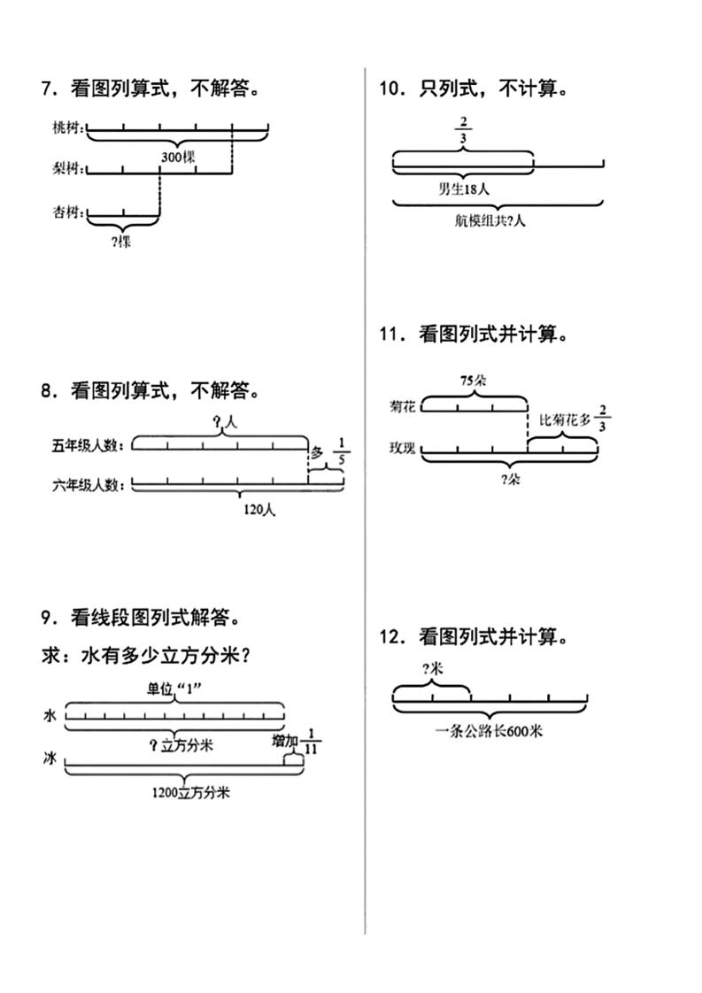 六年级上册数学看图列式