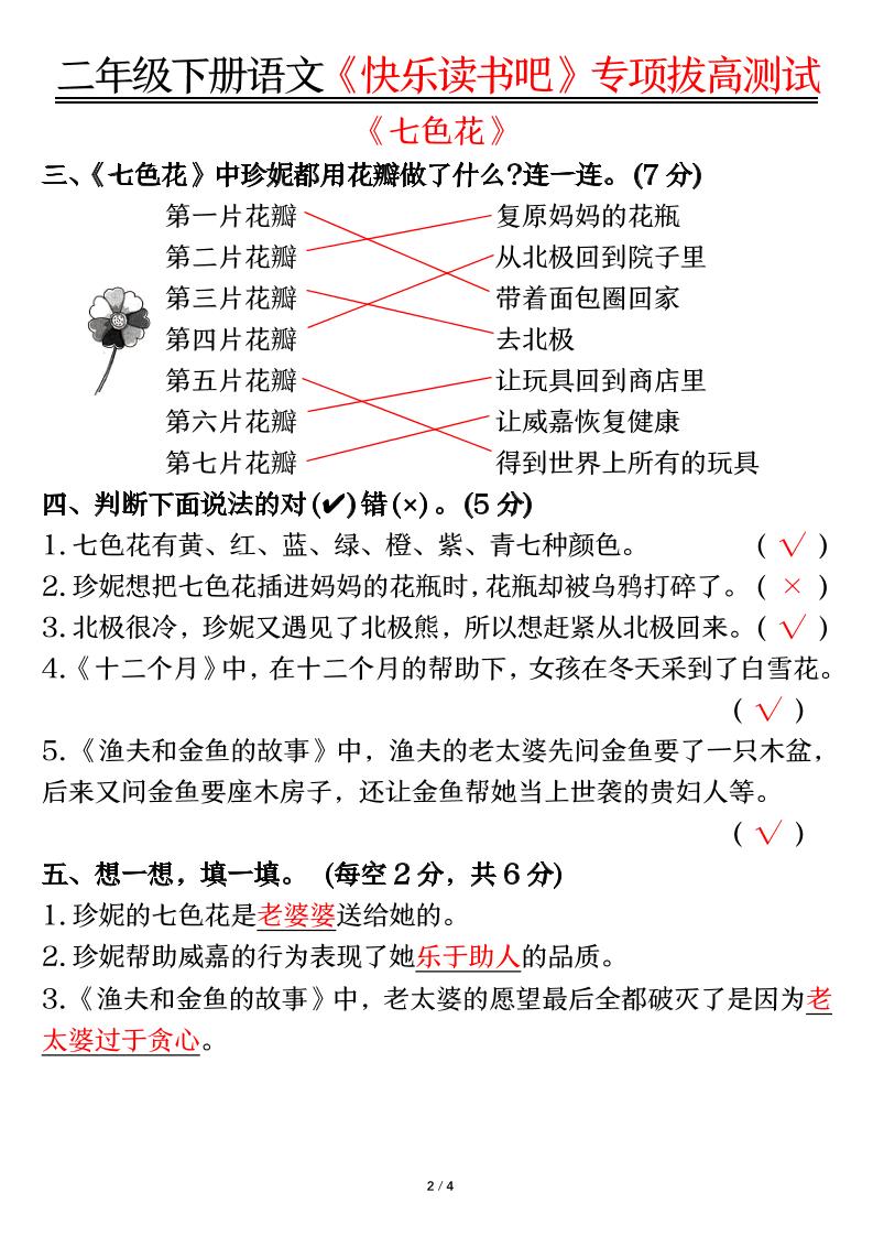 二年级下册语文【快乐读书吧专项-答案】