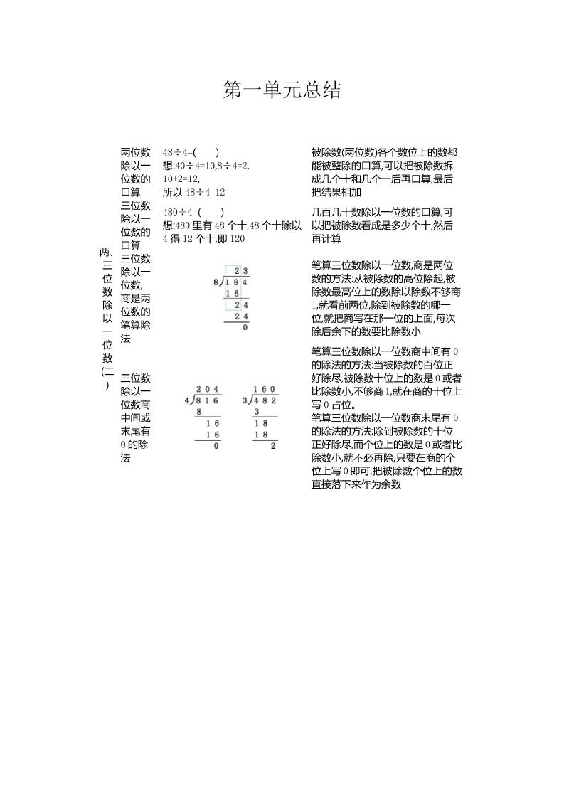 三年级下册青岛版数学全册重点