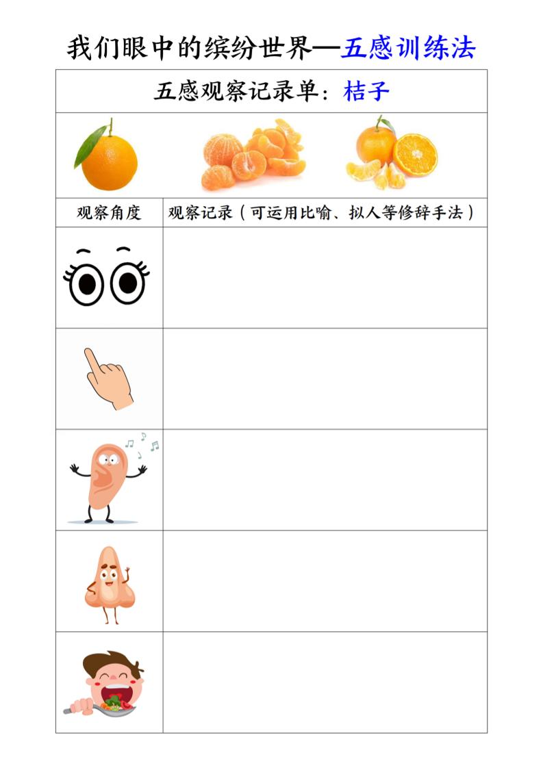三年级上册语文-第五单元五感训练法