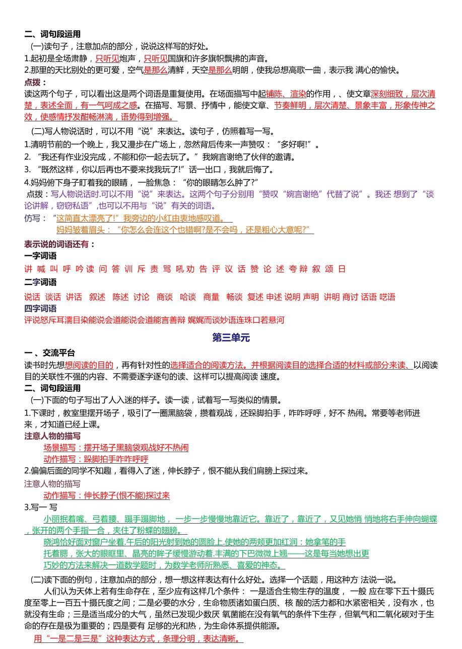 六年级上册语文1-8单元园词句段运用知识点（新版本）docx