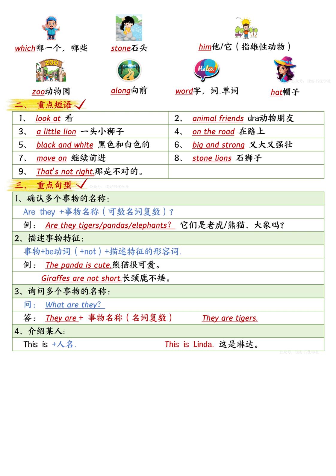 三年级下册英语外研期中知识清单2