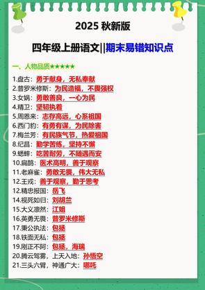 【2025秋新版】四年级上册语文‖期末易错知识点